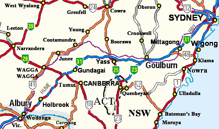 Hume Highway Map - New South Wales, Australia