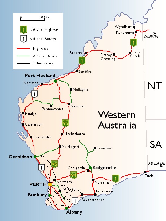 Western Australia Road Network Map
