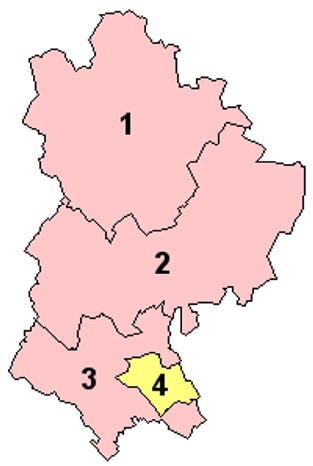 Map of the Districts of Bedfordshire England
