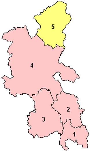 Map of the Districts of Buckinghamshire England