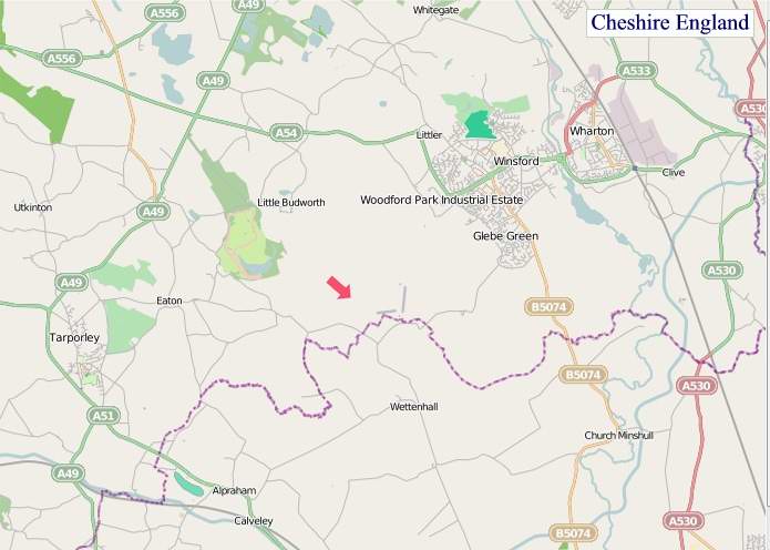 Large Cheshire England map