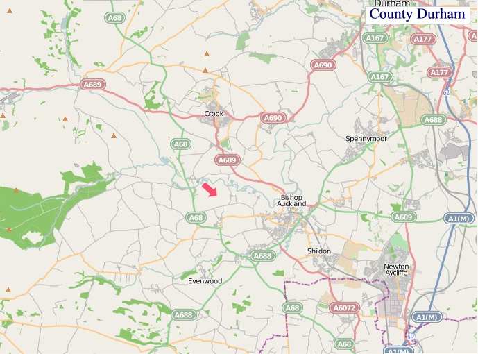 Large County Durham England map