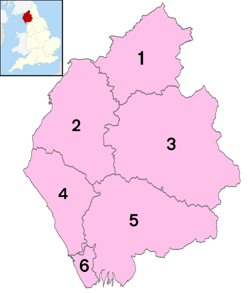 Cumbria numbered districts map
