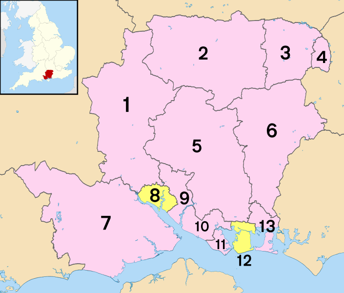 Hampshire numbered districts map