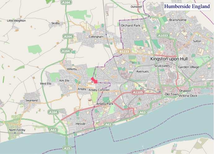 Large Humberside England map