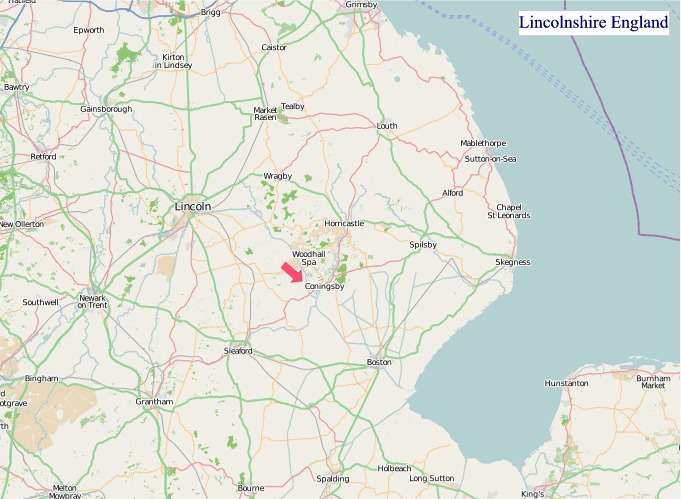 Large Lincolnshire England map