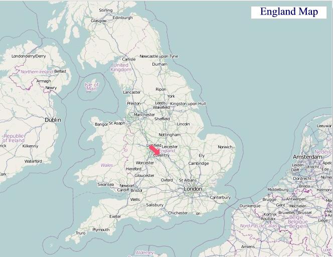 Large Map of England, United Kingdom