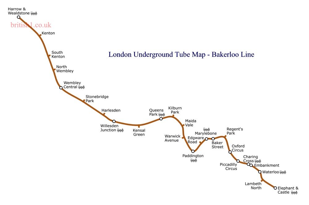 London Underground Tube Map - Bakerloo Line
