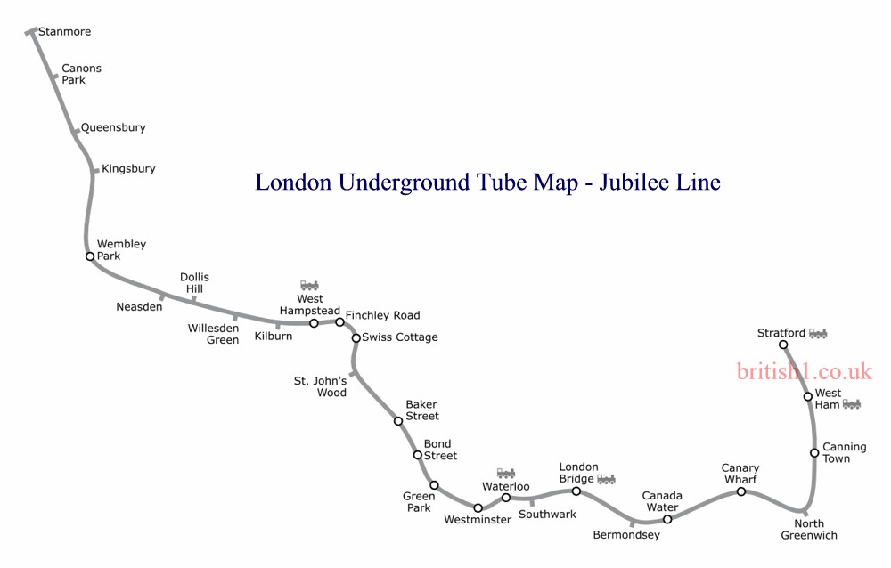 London Underground Tube Map - Jubilee Line