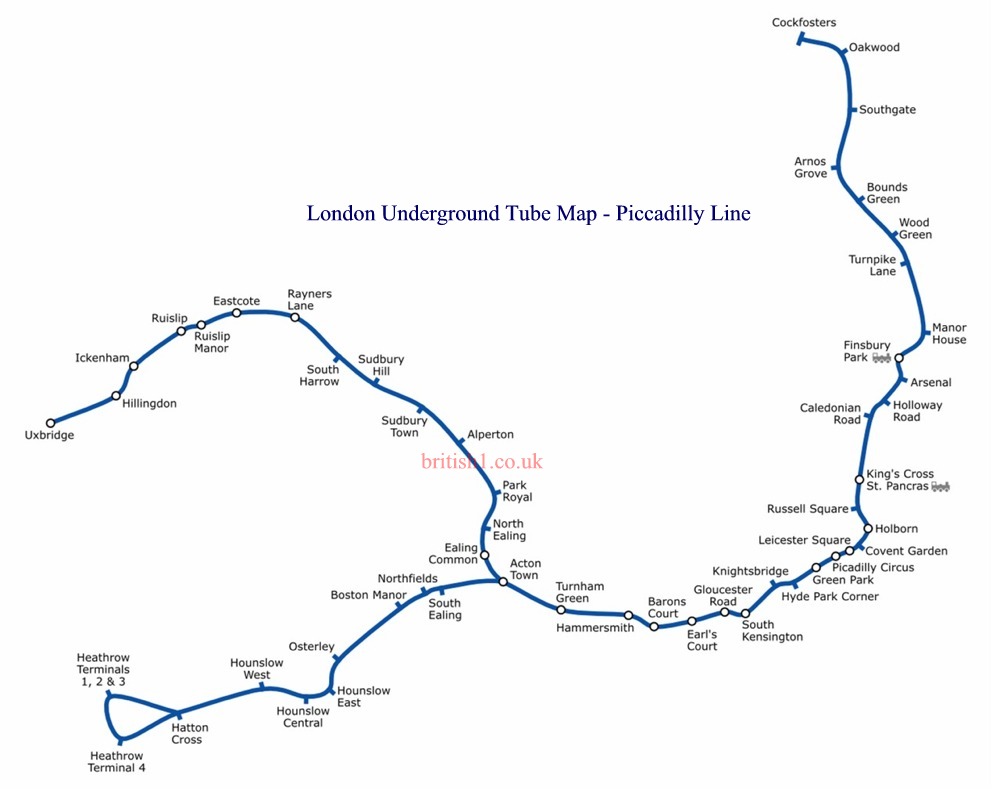 London Underground Tube Map Piccadilly Line