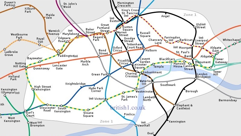 London Underground Tube Map Zone One
