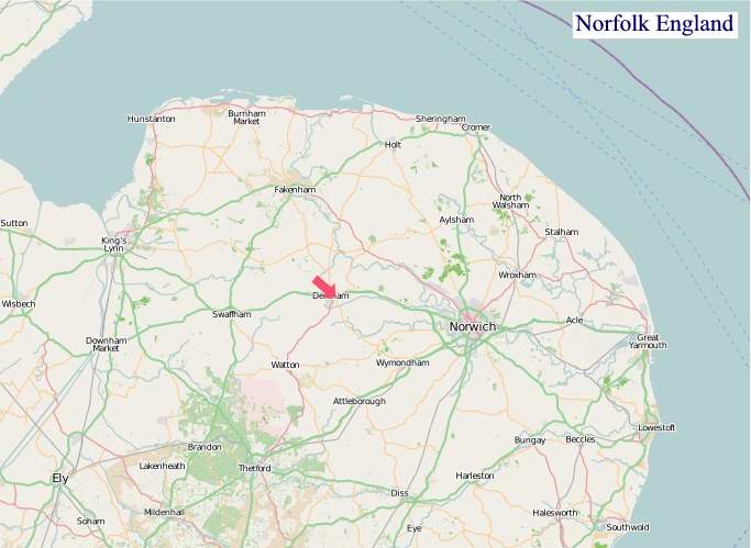 Large Norfolk England map