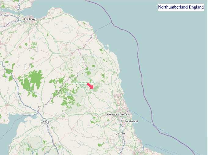 Large Northumberland England map