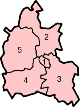 Map of the Districts of Oxfordshire County England