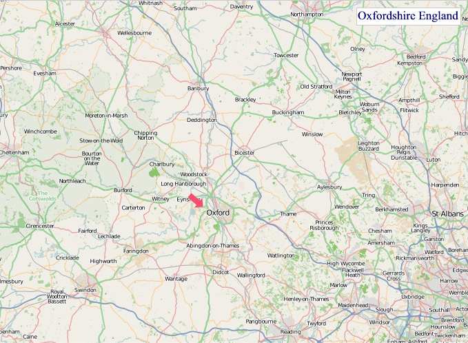 Large Oxfordshire England map