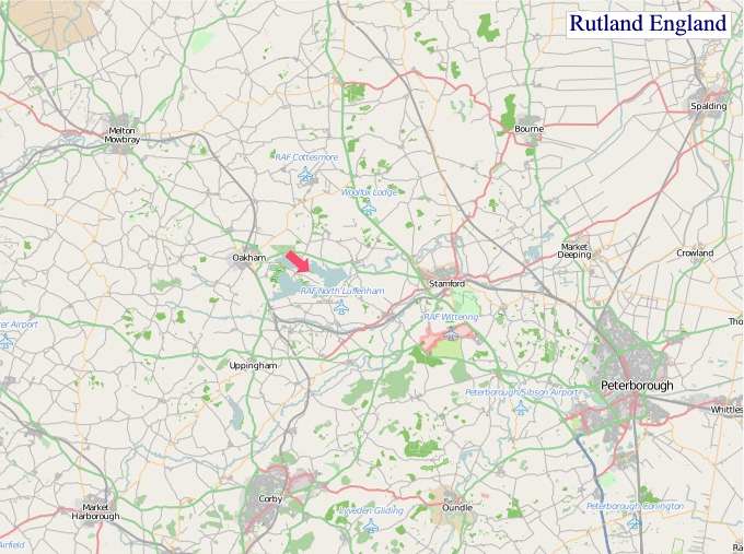 Large Rutland England map