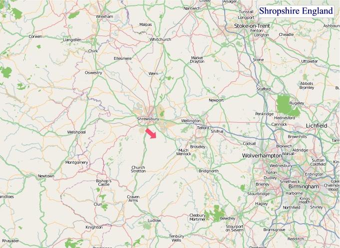 Large Shropshire England map