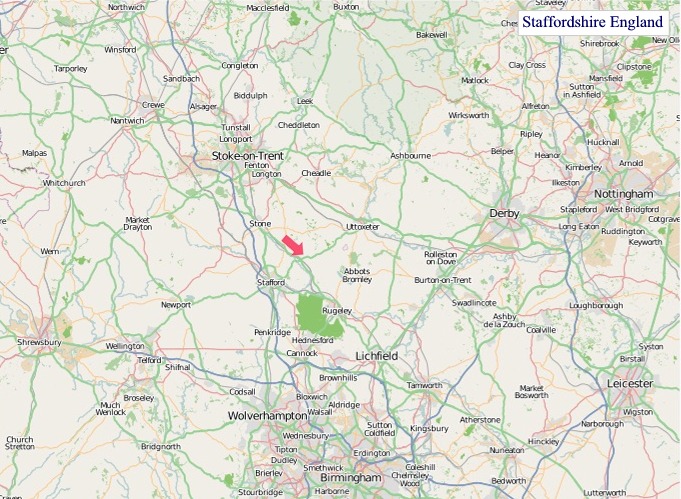 Large Staffordshire England map