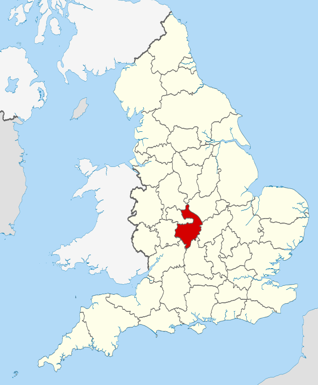 Large Warwickshire UK locator map