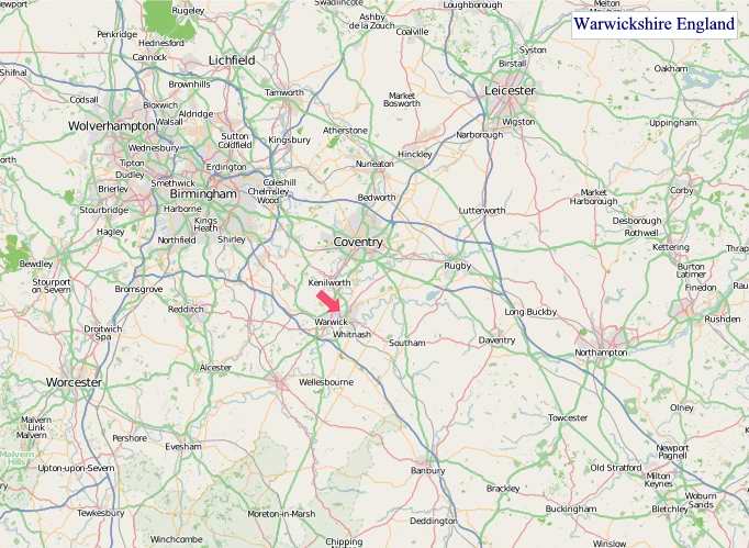 Large Warwickshire England map