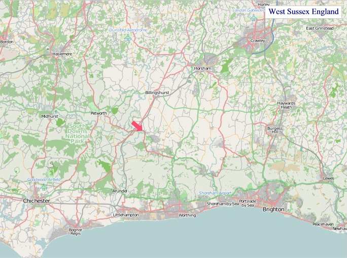 Large West Sussex England map