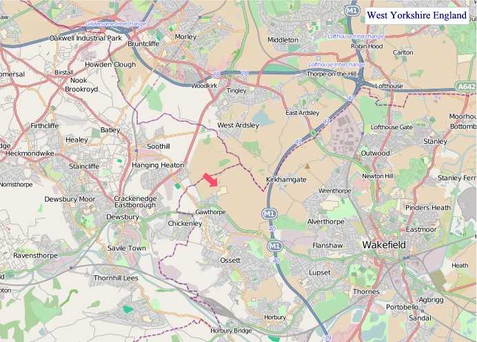 Large West Yorkshire England map