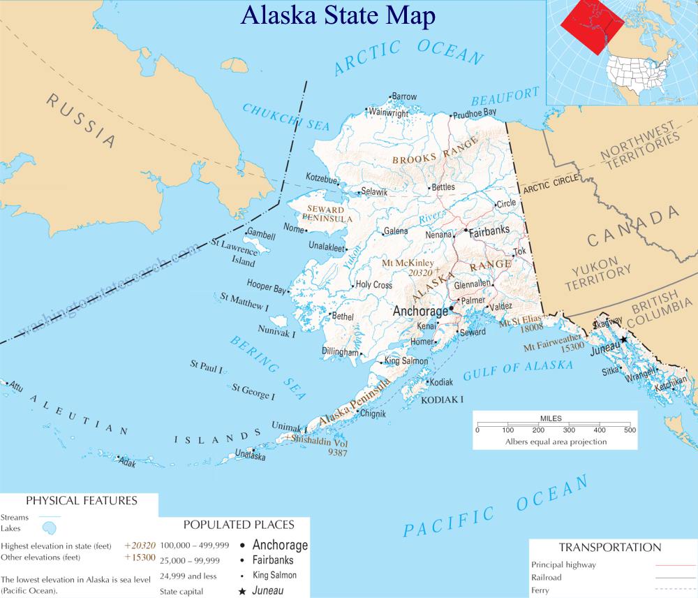 A large detailed map of Alaska State.