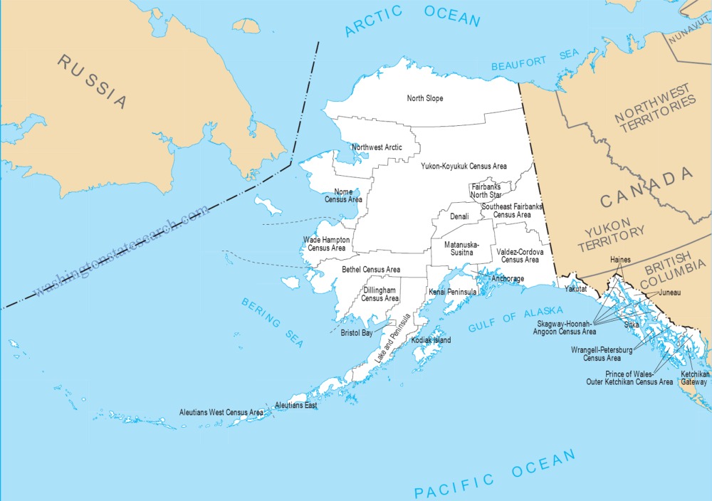 A large detailed Alaska State County Map