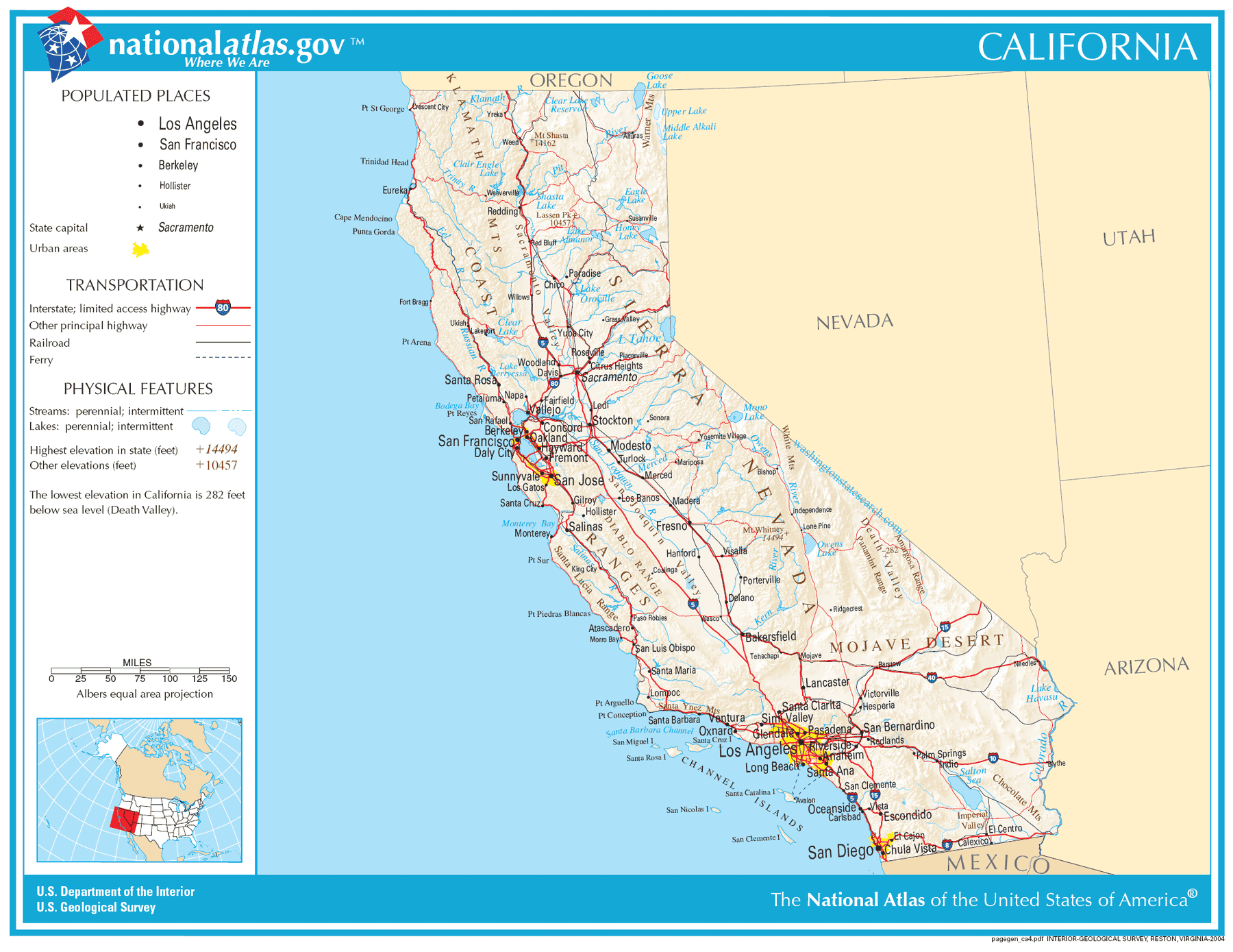 Map of California State.