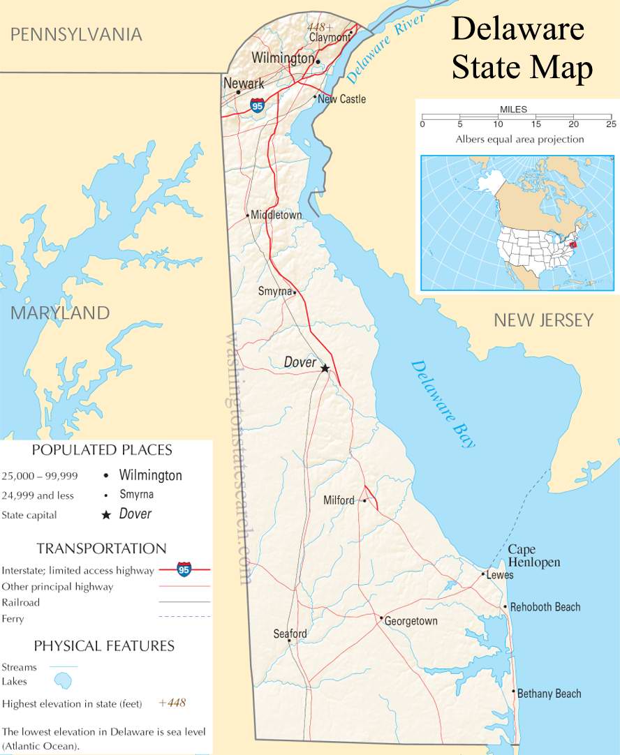 A large detailed map of Delaware State.