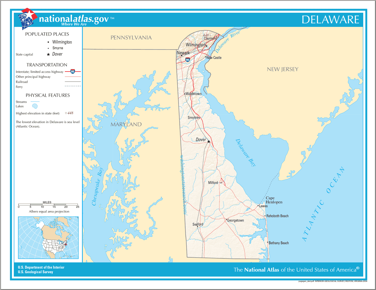Map of Delaware State.