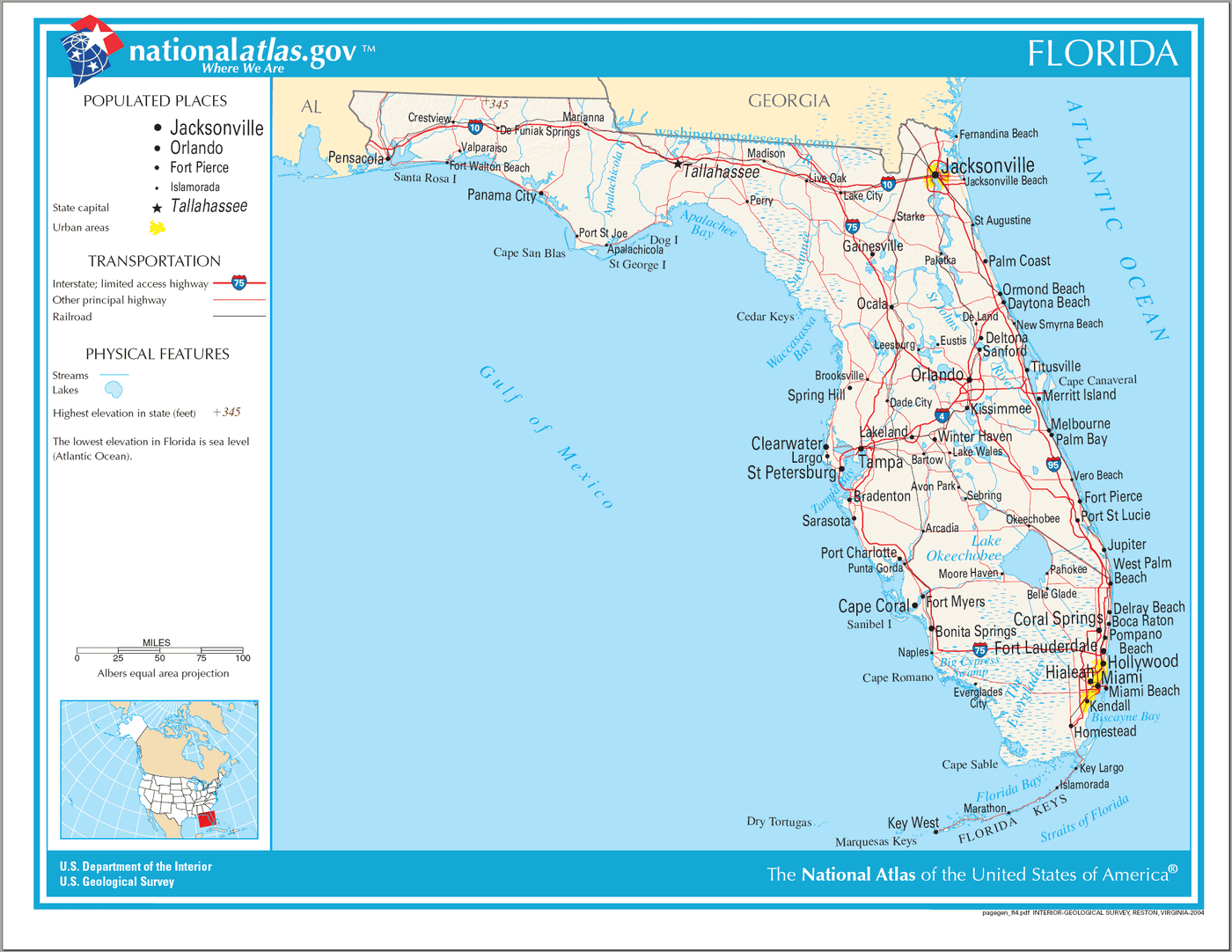 Map of Florida State.