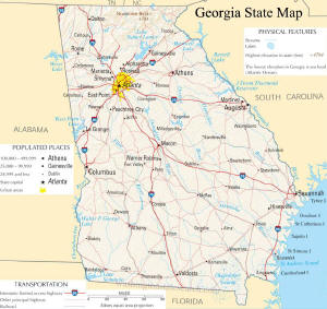 A large map of Georgia State USA