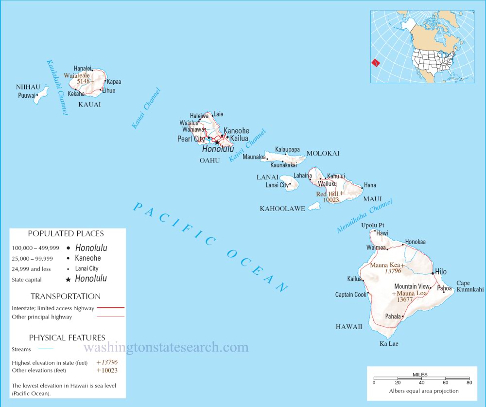 A large detailed map of Hawaii State.