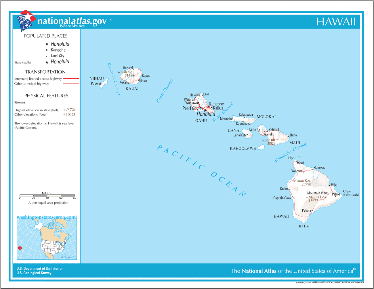 Map of Hawaii State.