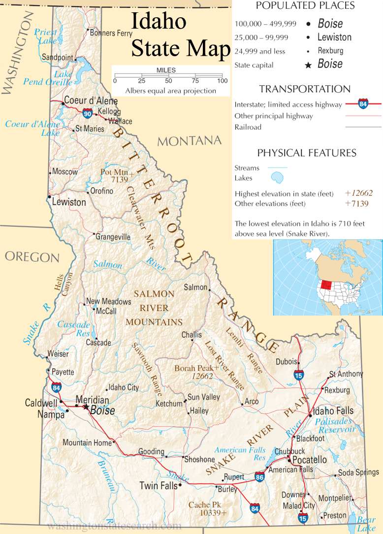 A large detailed map of Idaho State.