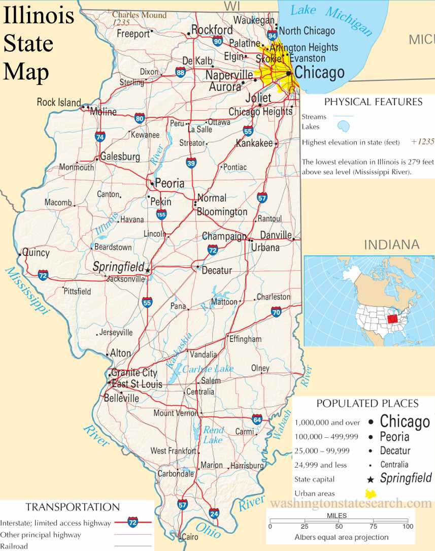 A large detailed map of Illinois State.