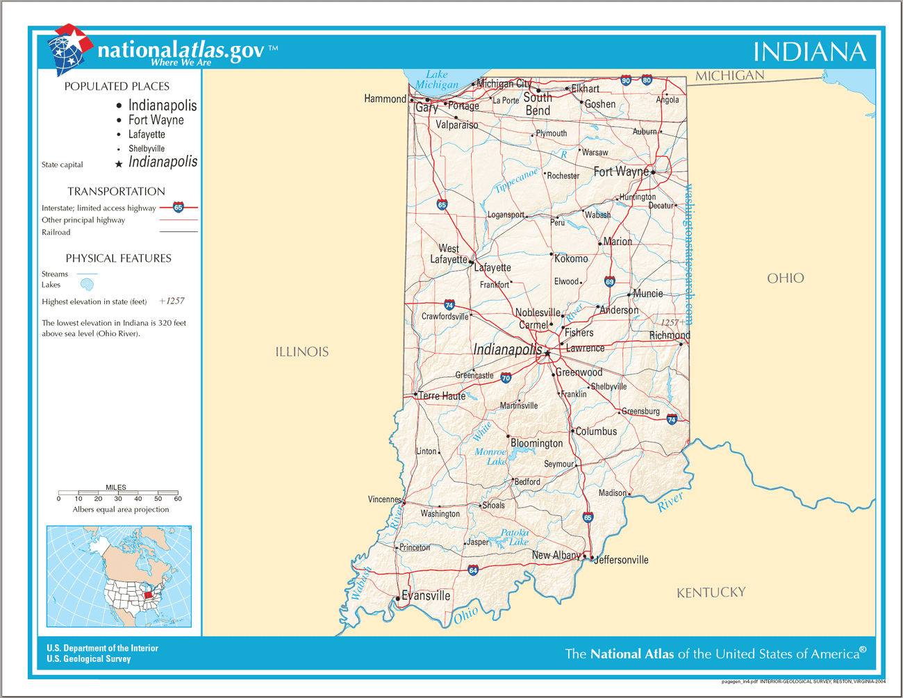 Map of Indiana State.