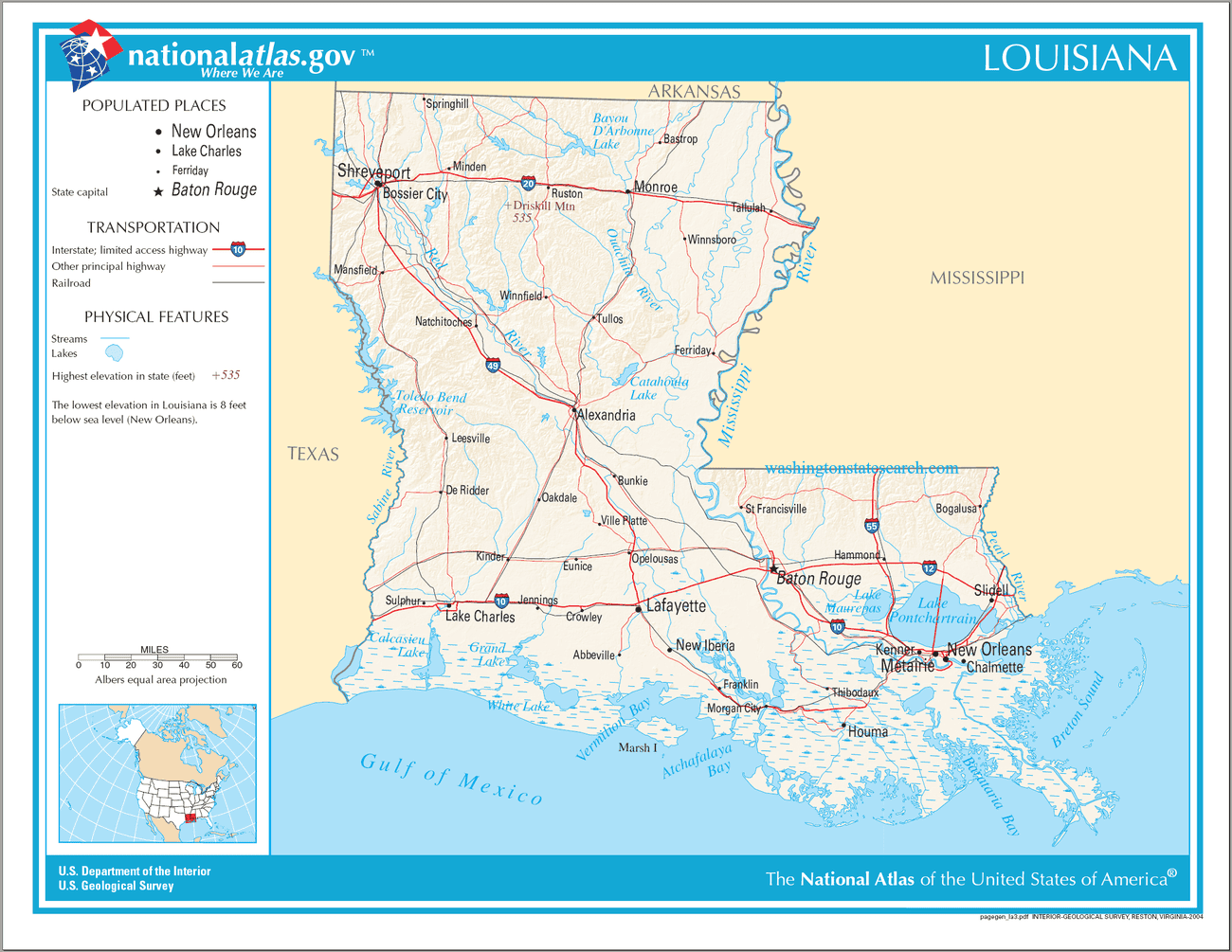Map of Louisiana State.