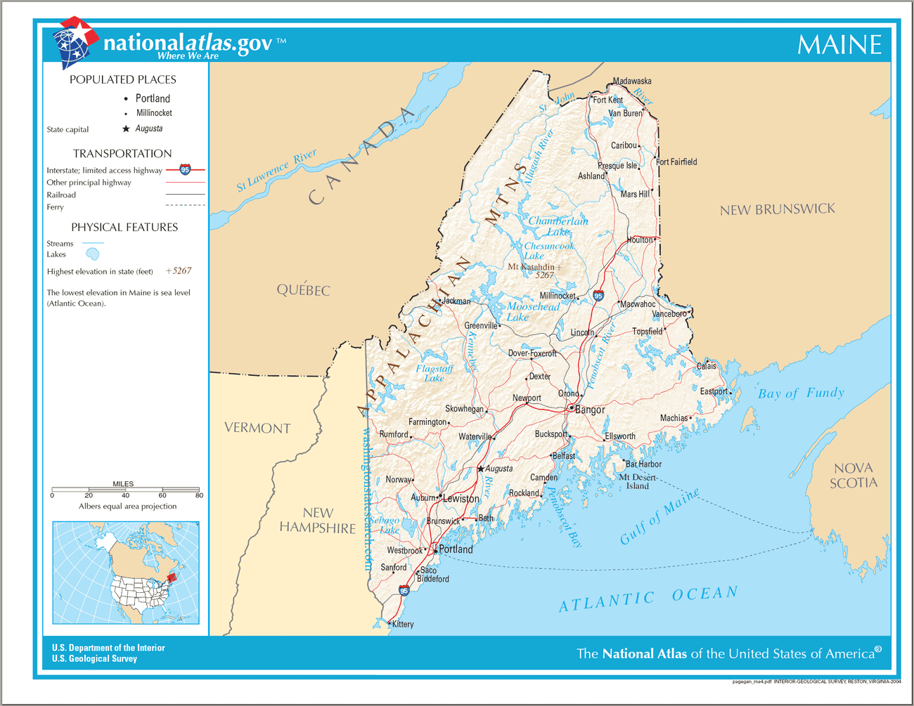 Map of Maine State.
