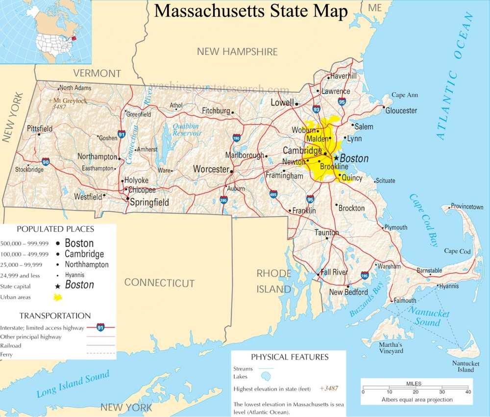 A large detailed map of Massachusetts State.