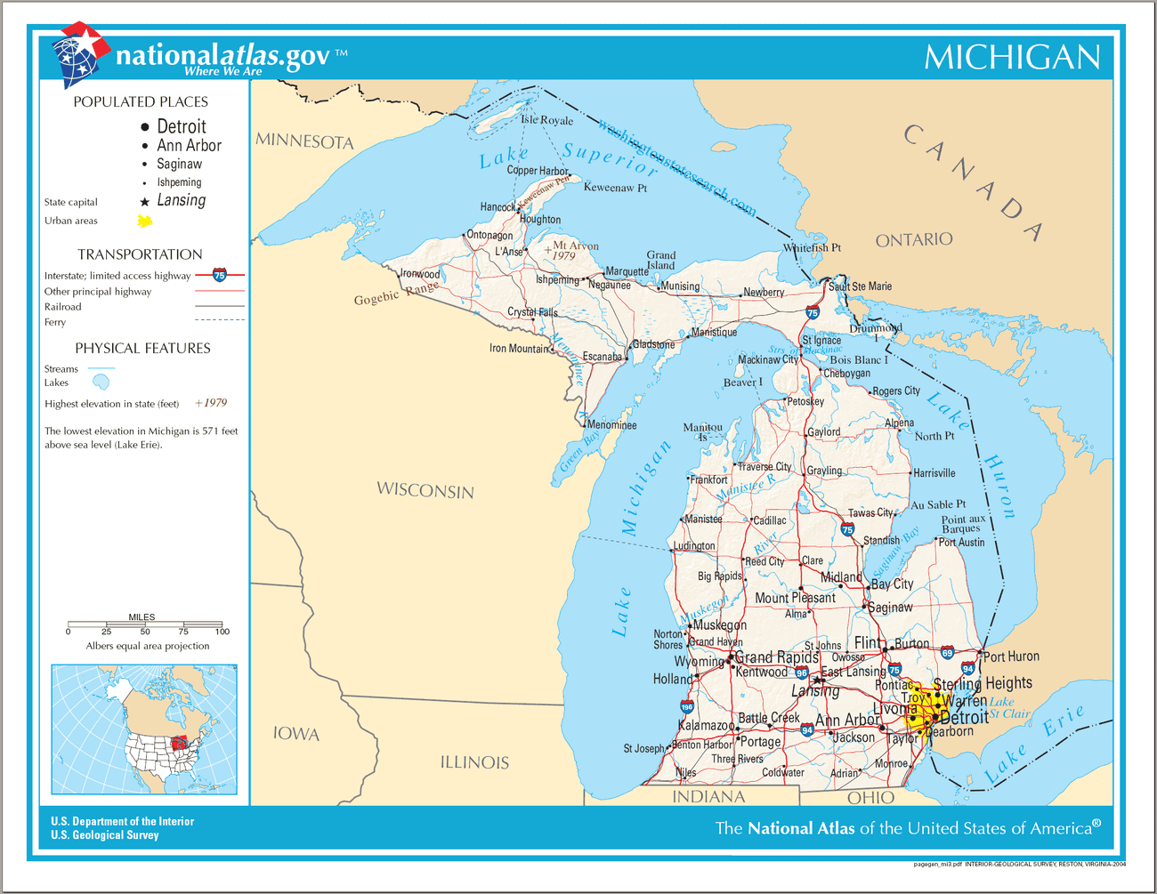 Map of Michigan State.