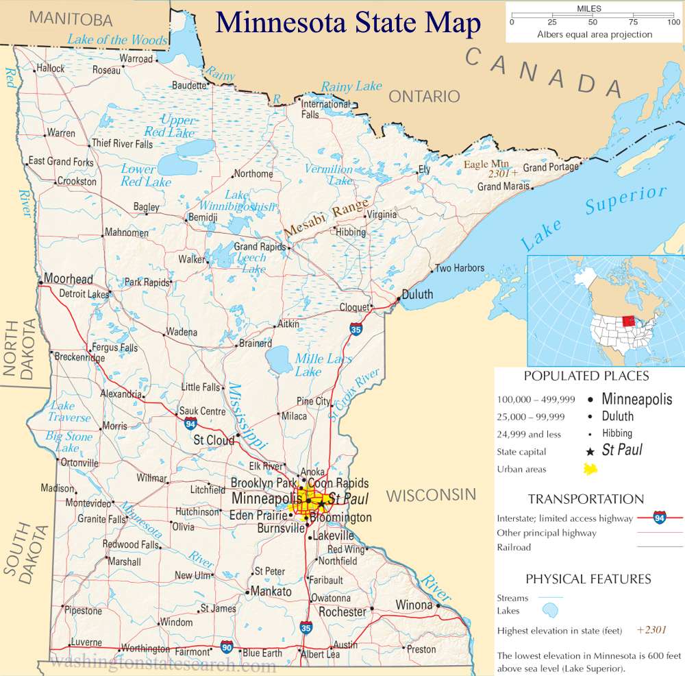 A large detailed map of Minnesota State.