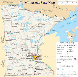 A large map of Minnesota State USA