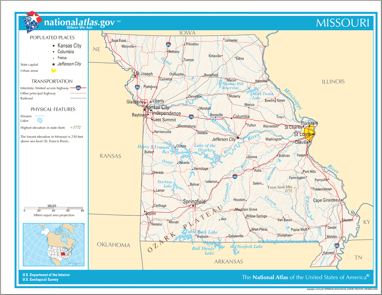Map of Missouri State.
