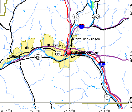 Binghamton NY Street Map - New York State NYS