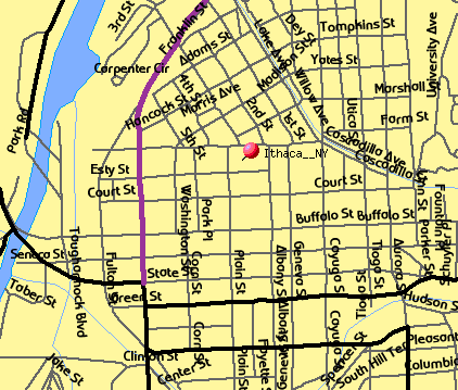 Ithaca NY Street Map - New York State NYS
