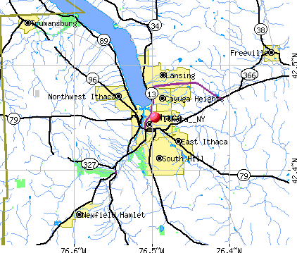 Ithaca NY Street Map - New York State NYS