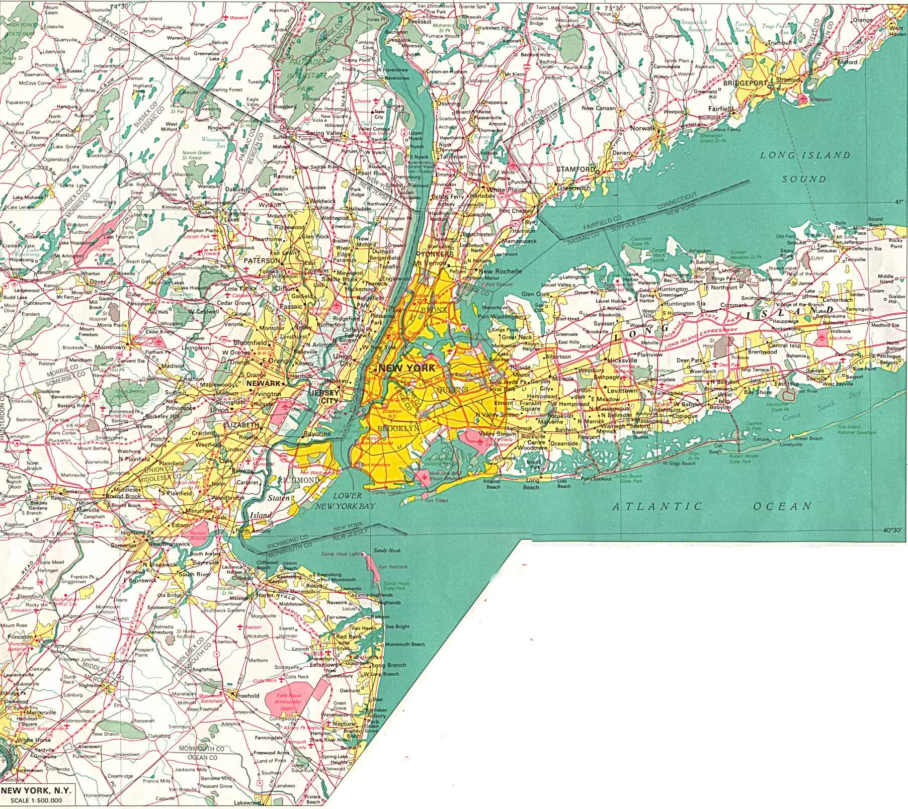 A large detailed street map of New York City NYC