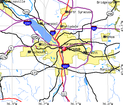 Syracuse NY Street Map - New York State NYS